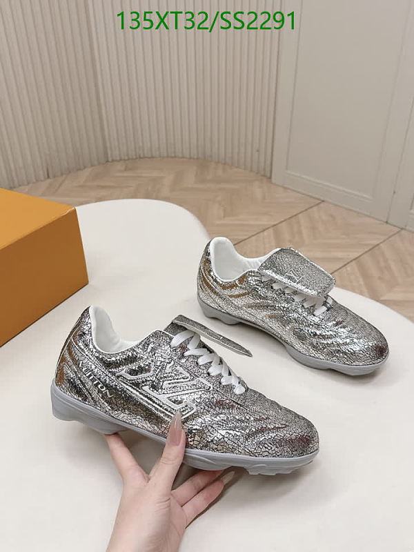 Louis Vuitton Women's Silver Cracked Sheepskin Fashion Sneakers