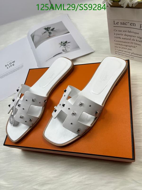 Hermes Women's White Leather Studded Slide Sandals EU 34-42