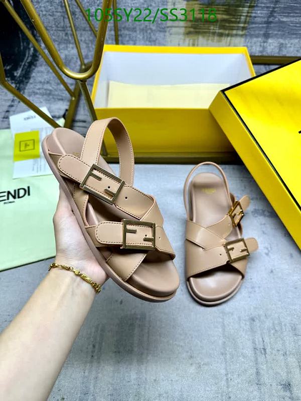 Fendi Men's Beige Leather FF Buckle Strap Sandals EU35-45