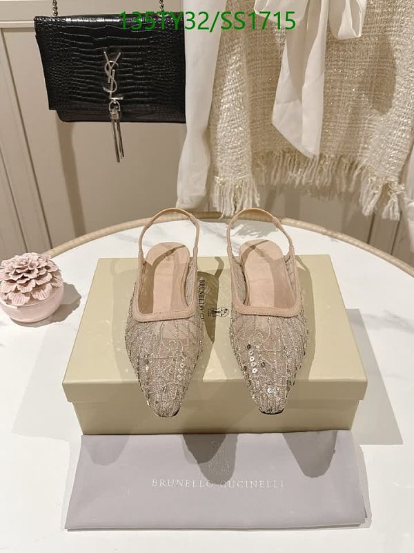 Brunello Cucinelli Women's Mesh Diamond & Leather Slingback Shoes