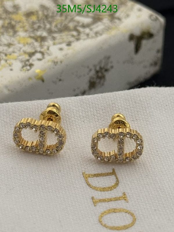 Dior CD Logo Stud Earrings with Pave Crystals