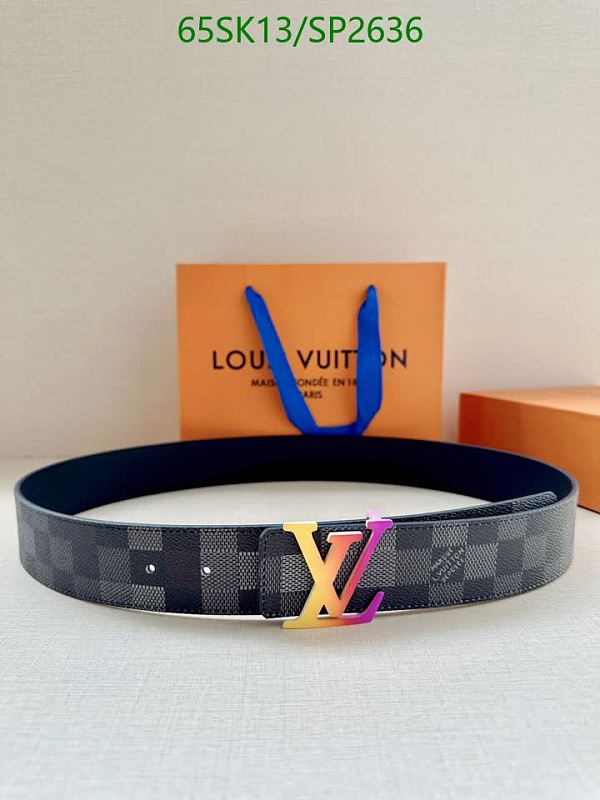 Louis Vuitton Damier Ebene Canvas Belt with Multicolor LV Buckle