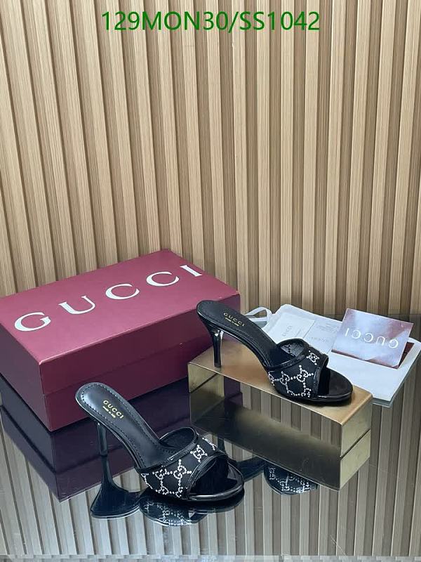 Gucci Women's Black Sheepskin High Heel Mules
