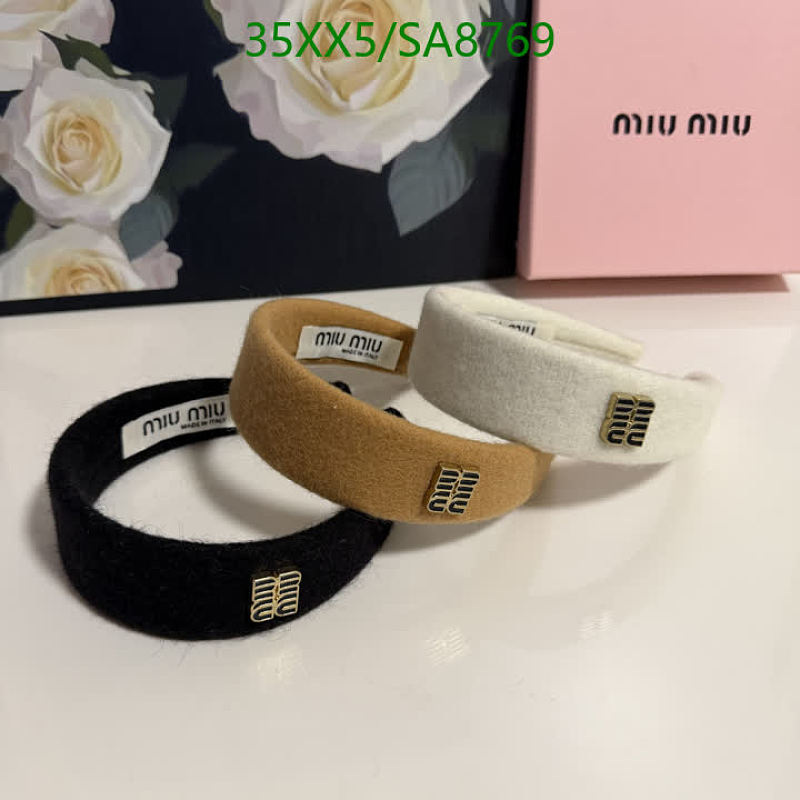 Miu Miu Embroidered Headband with Logo Detail