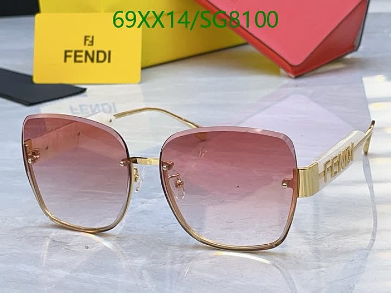 Fendi SG8100 Oversized Square Gradient Pink Lens Sunglasses for Women