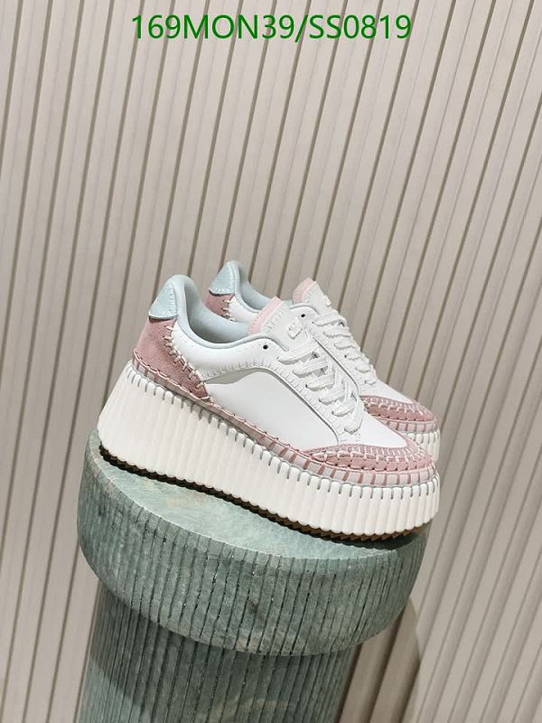Chloé Women's White and Pink Sheepskin & Stretch Fabric Sneakers
