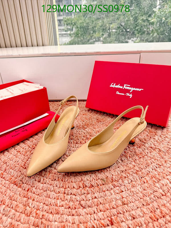 Salvatore Ferragamo Women's Beige Sheepskin Slingback Heels - EU 35-41