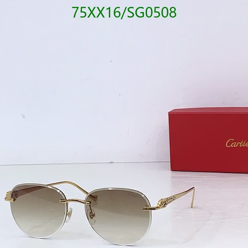 Cartier Rimless Oval Gradient Lens Sunglasses Gold Tone Metal