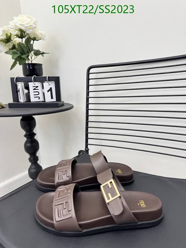 Fendi Men's Brown Sheepskin & Cloth Sandals - EU 35-46