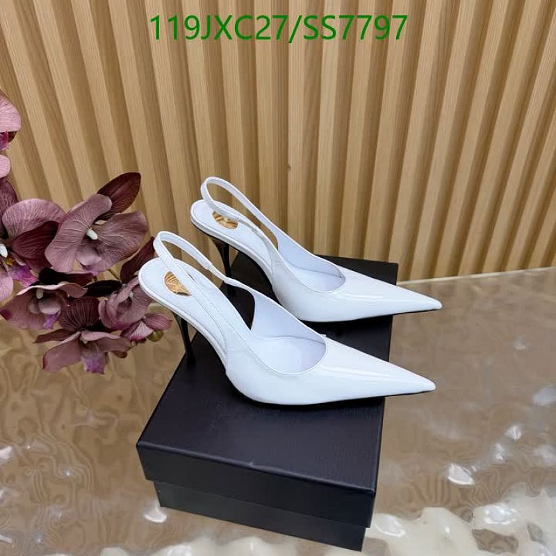 Yves Saint Laurent Women's White Slingback Pointed Toe Heels 11CM