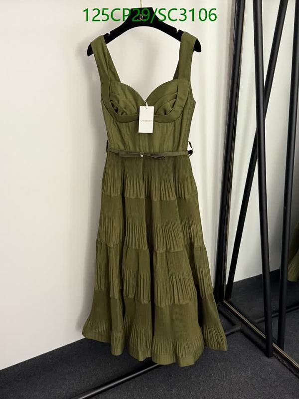 Zimmermann Women's Olive Green Pleated Midi Dress with Sweetheart Neckline