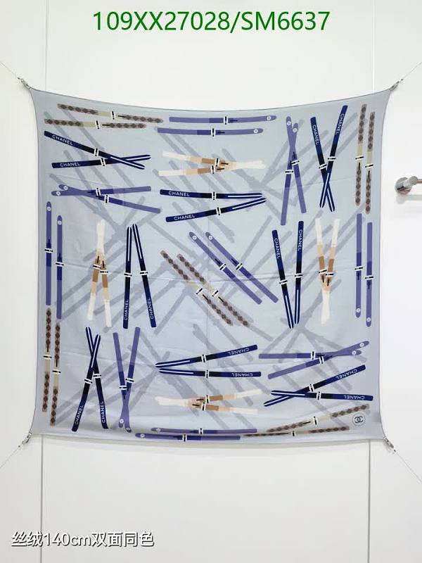 Chanel Ski Motif Cashmere Silk Scarf 140x140cm