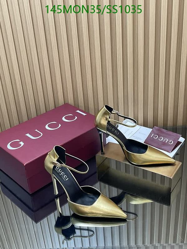 Gucci Women's Metallic Leather Stiletto Pumps - Gold 14 Gucci Women's Metallic Leather Stiletto Pumps - Gold