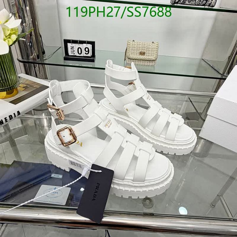 Prada Women's White Genuine Leather Strappy Gladiator Sandals