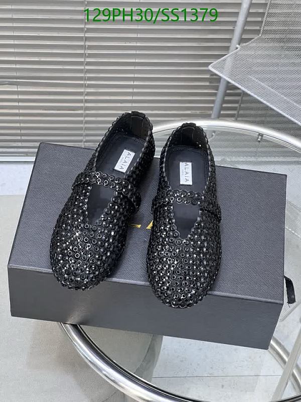 Alaia Women's Black Embellished Leather Ballet Flats