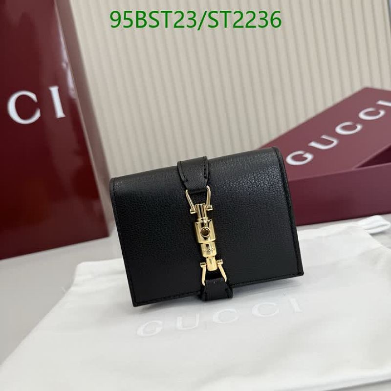 Gucci Black Genuine Leather Small Wallet with Gold Hardware