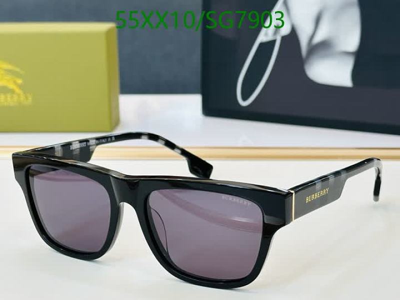 Burberry Men's Black Acetate Square Sunglasses SG7903