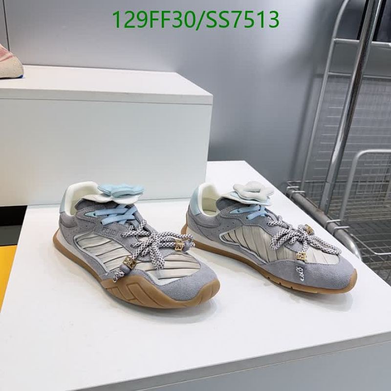 Products 32 Fendi Women's Grey Suede Sheepskin Cloth Low-Top Sneakers