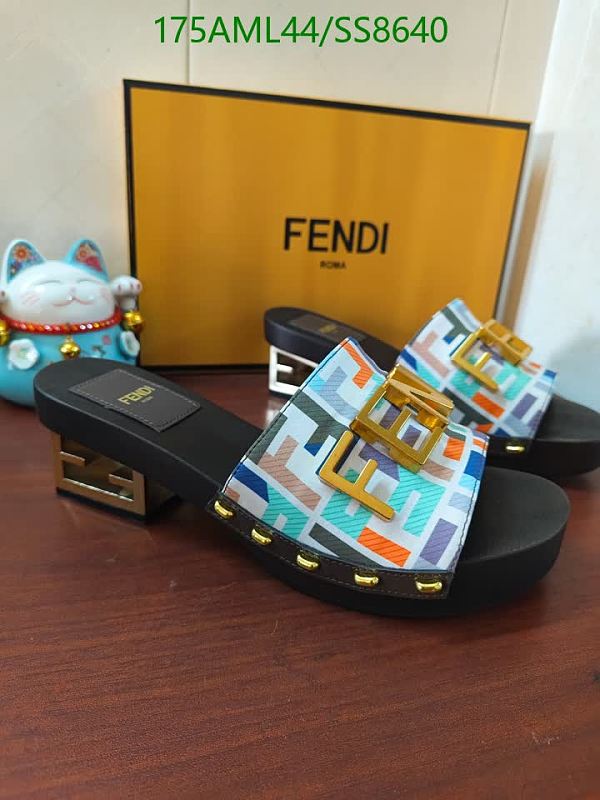 Fendi Women's Multicolor Fabric Slide Sandals with Gold F Logo 5 Fendi Women's Multicolor Fabric Slide Sandals with Gold F Logo