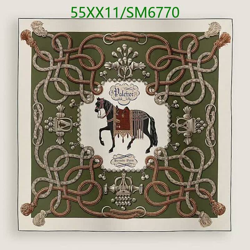 Hermès Silk Scarf 90x90cm - Elegant Horse and Rope Design