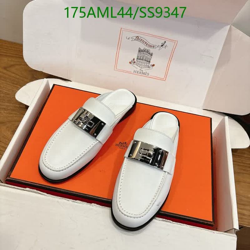 Hermes Women's White Leather Mule Flats with Silver-Tone Buckle