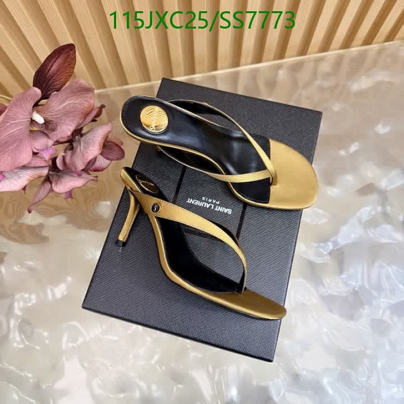 Yves Saint Laurent Women's Gold Thong Heeled Sandals