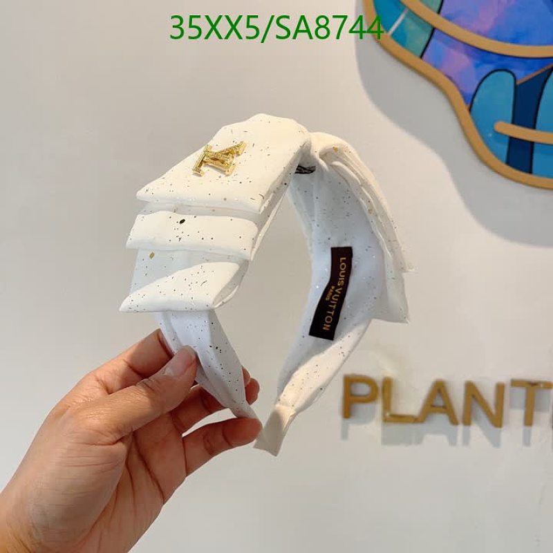 Products 33 Louis Vuitton White Glitter Headband with Gold LV Logo