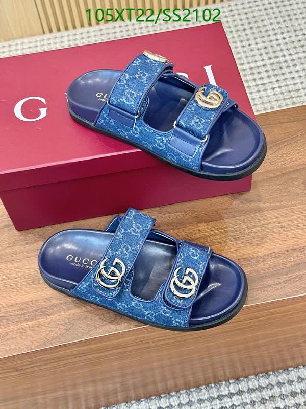 Gucci Women's Blue Denim GG Monogram Slide Sandals