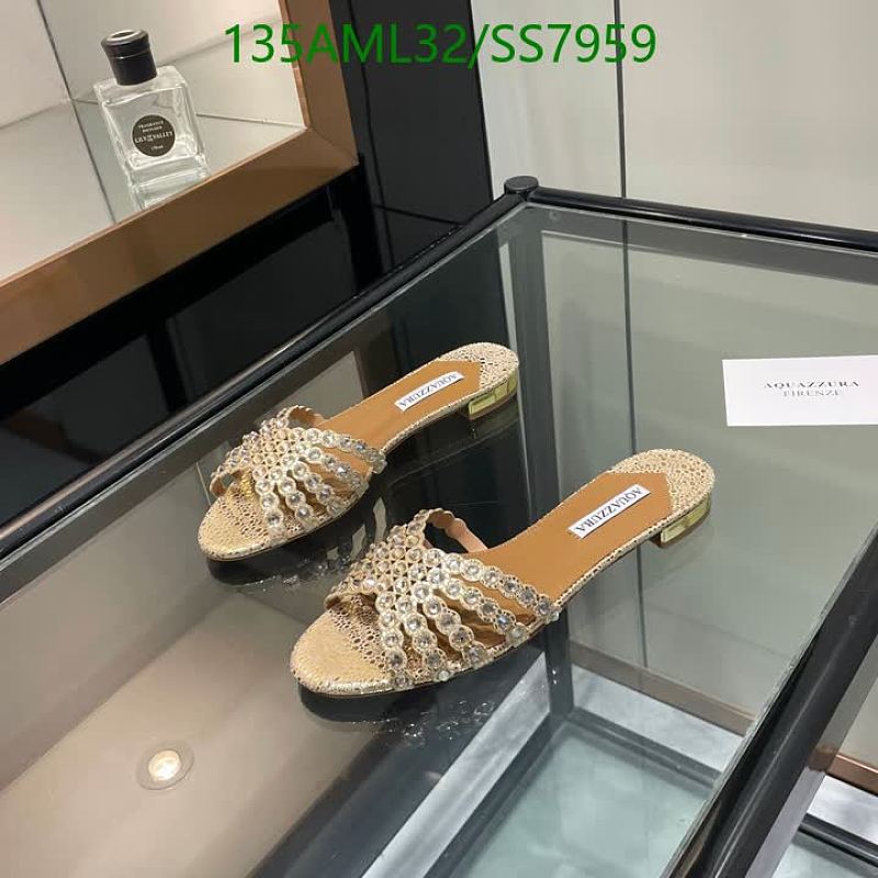 Aquazzura Women's Crystal Embellished Sheepskin Leather Slides Sandals