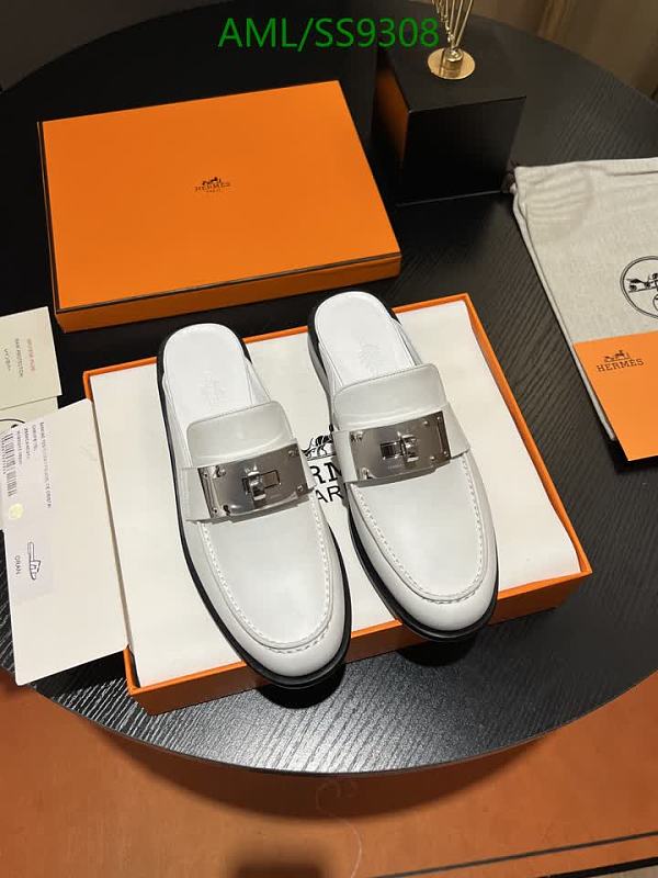 Hermès Women's White Genuine Leather Mules with Silver Buckle Detail