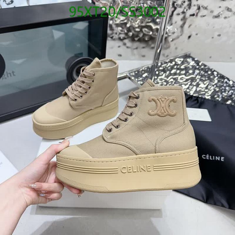 Celine Women's Canvas Platform High-Top Lace-Up Fashion Sneakers