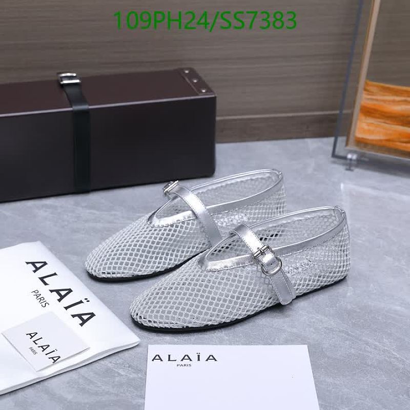 Alaïa Women's Mesh Ballet Flats with Buckle Strap - Silver Suede & Sheepskin