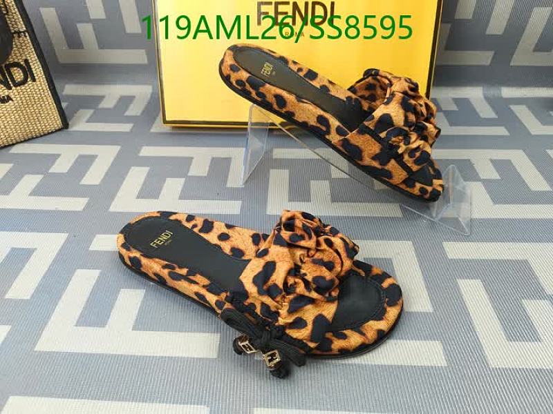 Fendi Women's Leopard Print Ruffle Slide Sandals