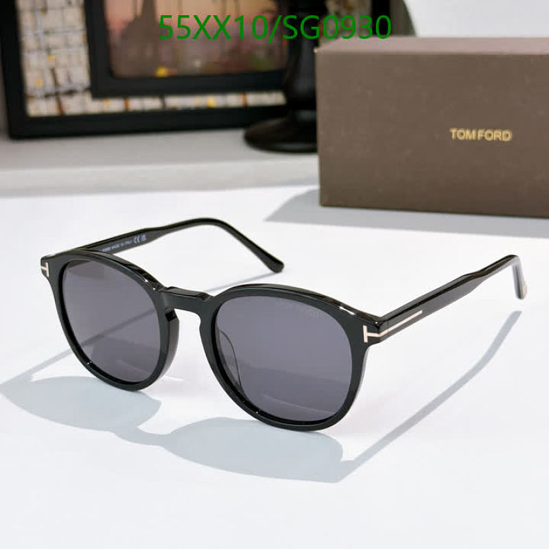 Tom Ford Round Frame Sunglasses - Black Acetate with Grey Lenses