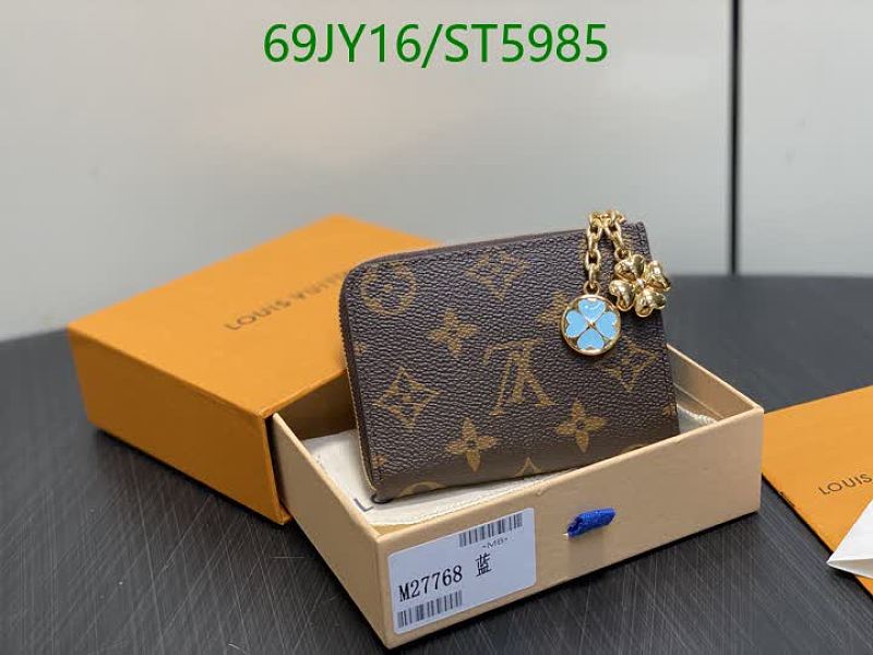 Louis Vuitton Monogram Genuine Leather Zip Wallet with Charm
