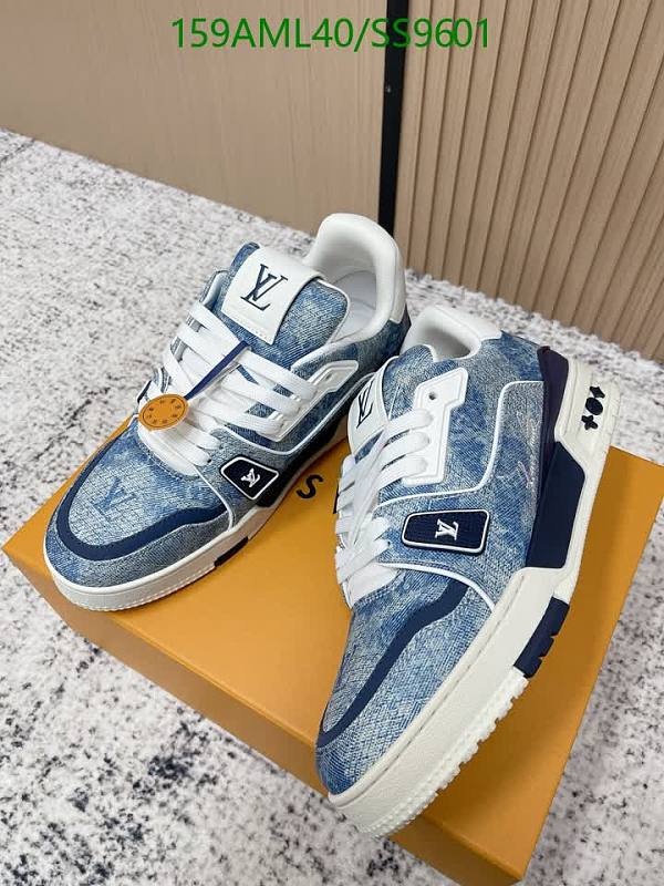 Louis Vuitton Denim LV Trainer Sneakers - Blue/White