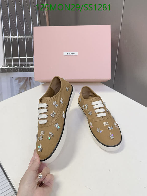 Miu Miu Women's Embellished Canvas Low-Top Sneakers - Brown