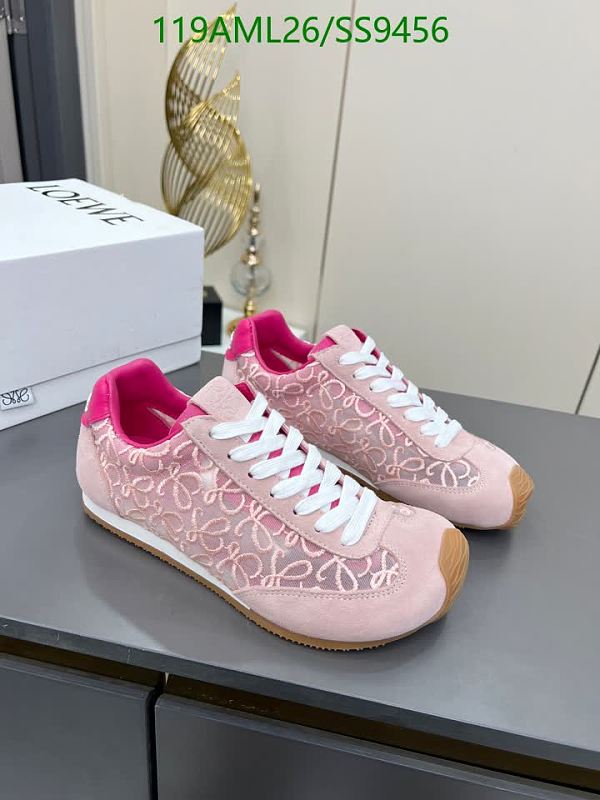Loewe Women's Pink Suede & Mesh Lace-Up Low-Top Sneakers 7 Loewe Women's Pink Suede & Mesh Lace-Up Low-Top Sneakers