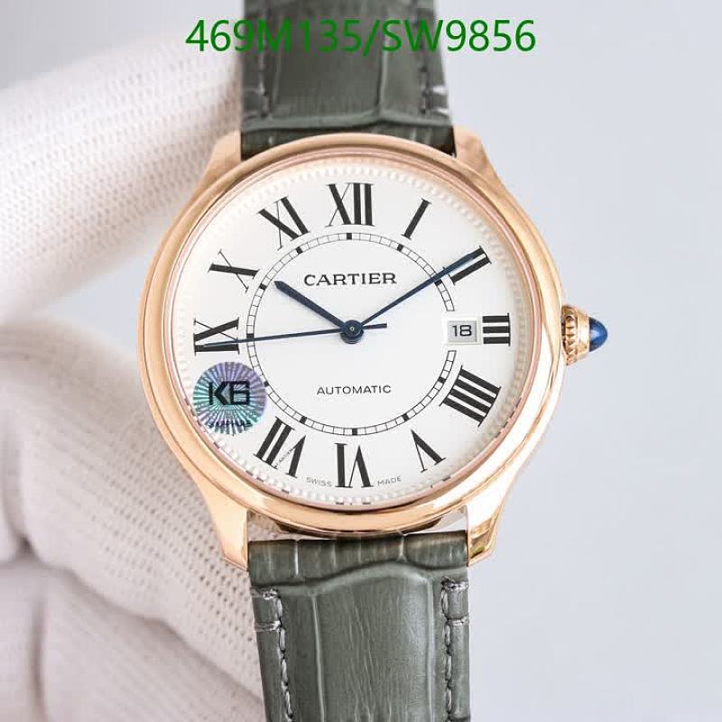 Cartier Automatic Watch with Sapphire Glass and Green Leather Strap