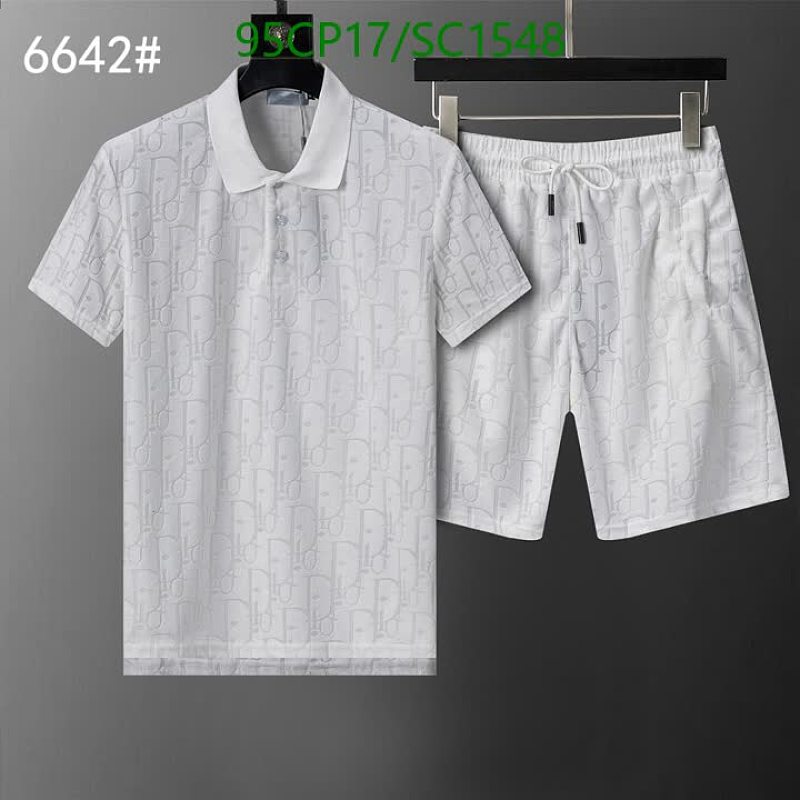 Dior Men's White Monogram Polo Shirt & Shorts Set