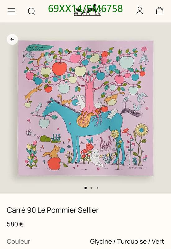 Hermès Carré 90 Le Pommier Sellier Silk Scarf