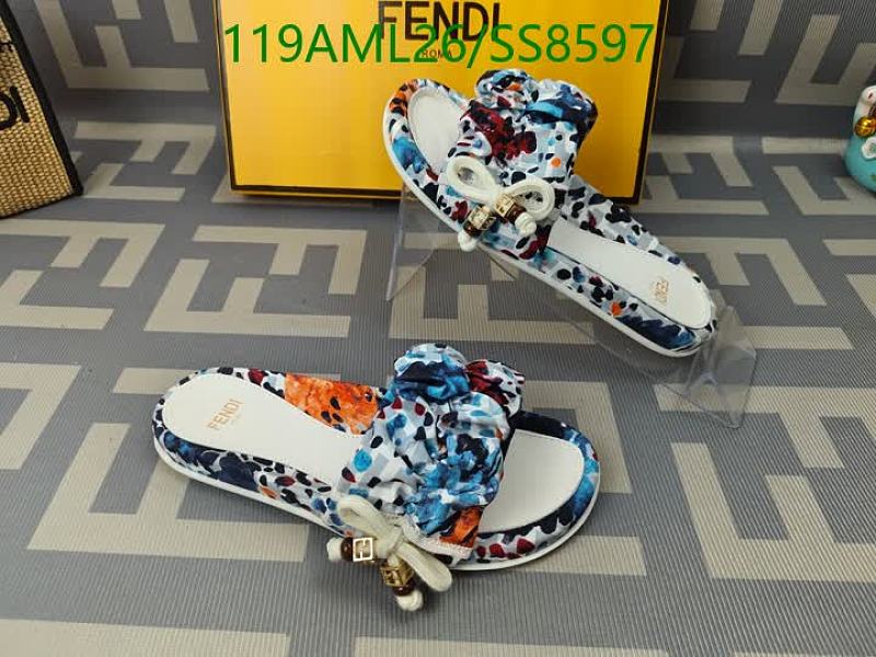 Fendi Women's Multicolor Sheepskin & Cloth Slide Sandals EU 35-45