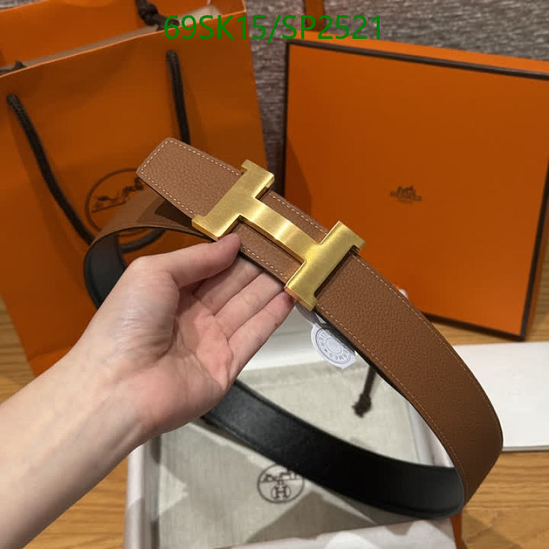 Hermes H Logo Belt - Classic Brown Leather with Gold Buckle