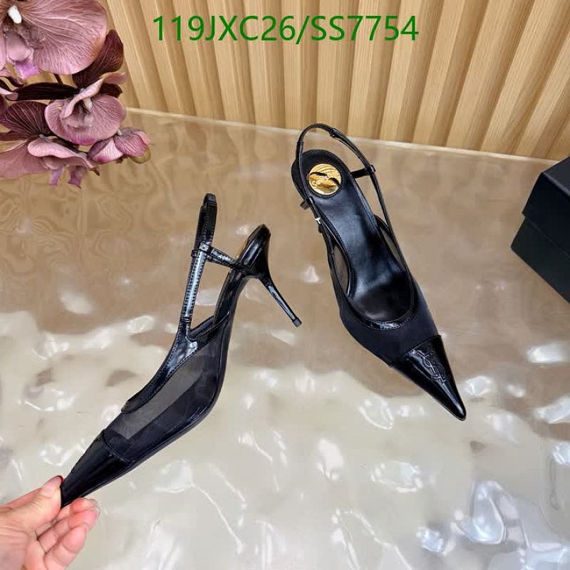 Yves Saint Laurent Women's Slingback Heels with Mesh and Leather