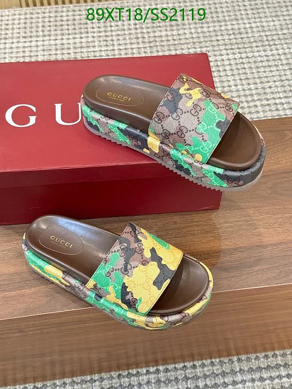 Gucci Women's Sheepskin Platform Slides - Camouflage Print