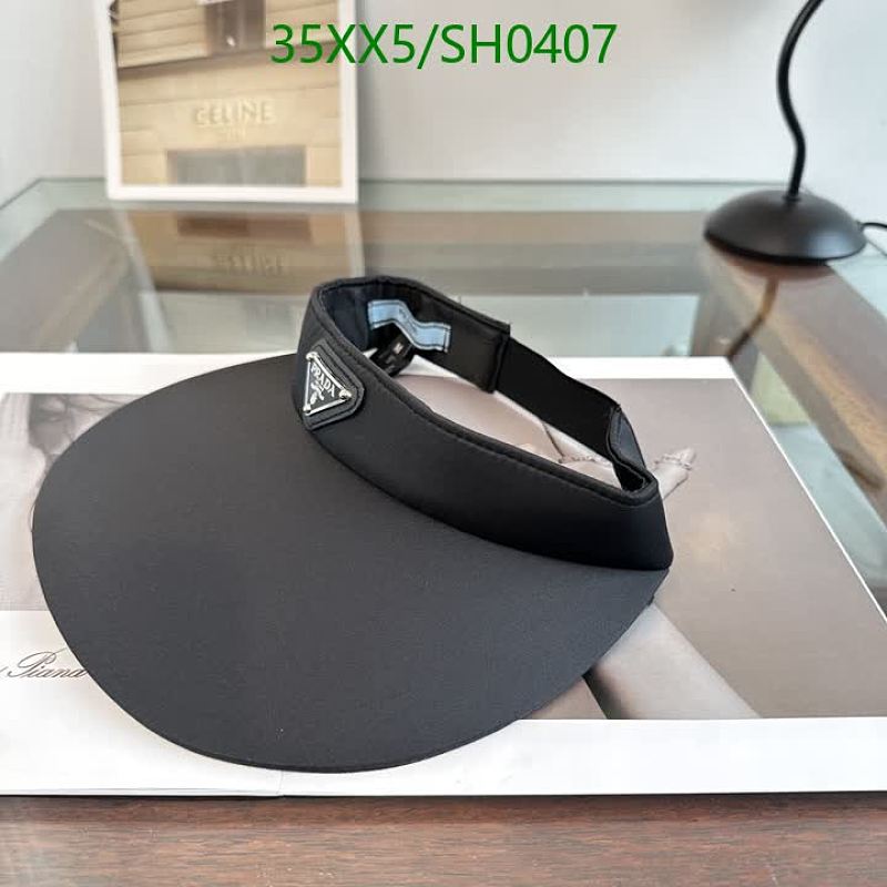 Prada Black Visor Hat for Women - Stylish Sun Protection