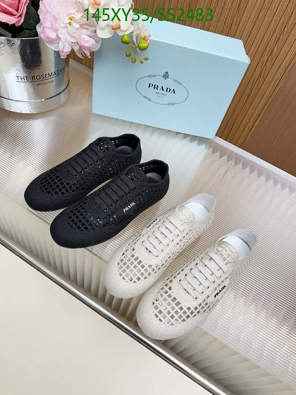 Prada Women's Sheepskin & Wool Sneakers - Black & White