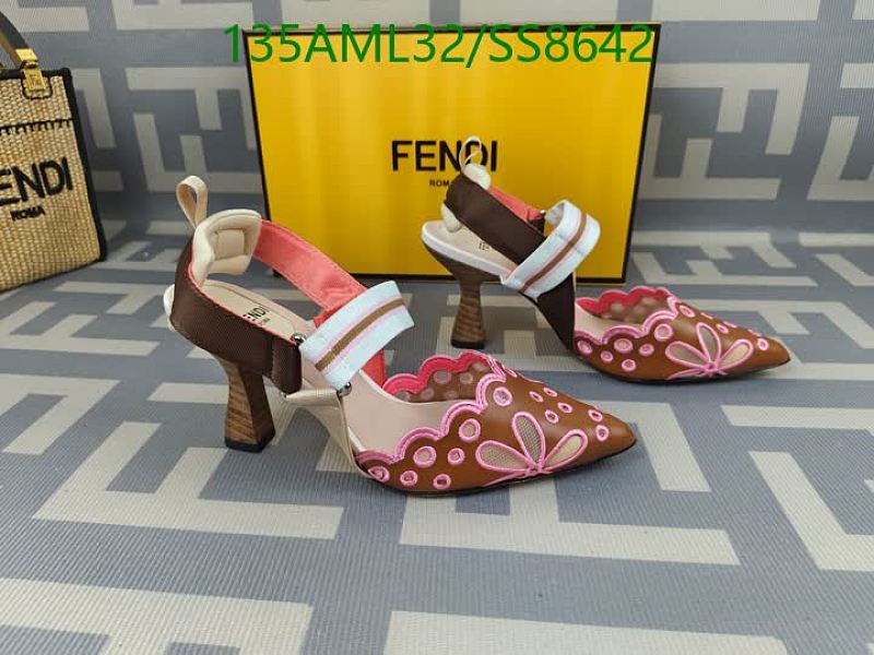 Fendi Women's Mesh & Leather Heeled Sandals