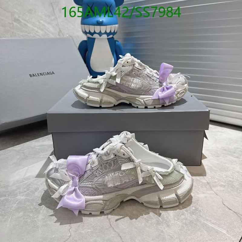 Balenciaga Women's Lace-Up Sneakers with Bows - White/Lavender