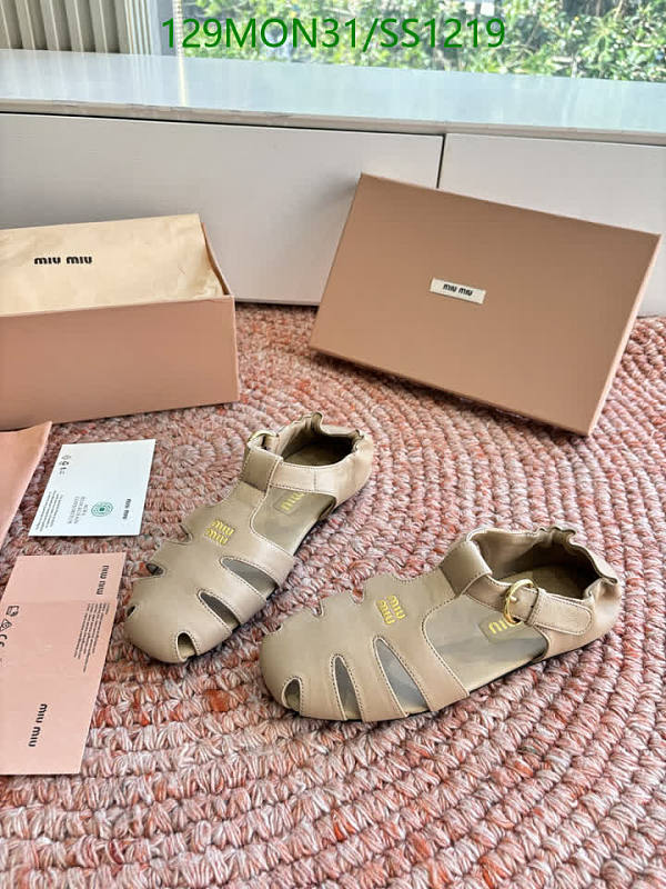 Miu Miu Women's Beige Leather Cut-Out Gladiator Sandals